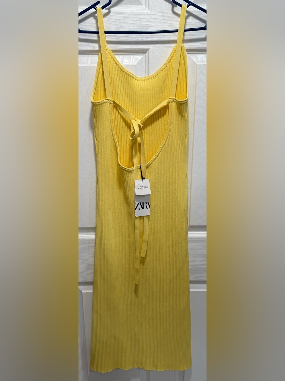 Zara Yellow Ribbed Midi Dress - Picture 2 of 10